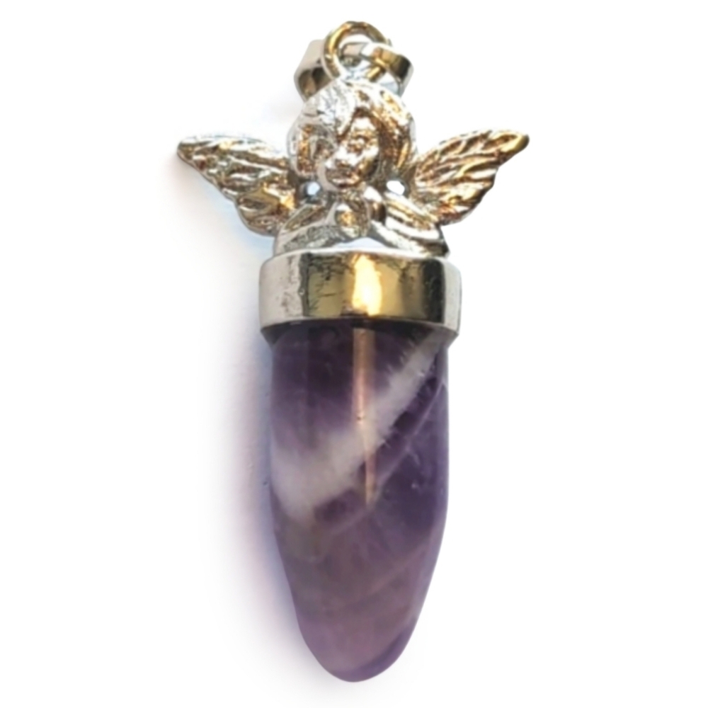 Amethyst‎ Crystal Angel Cherub Necklace
